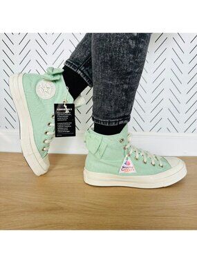 ❤️Converse Chuck 70 High Paisley Bow Sz 6.5 Women's Shoes Green Sneaker A10245C